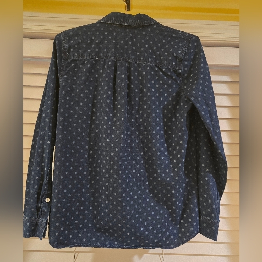 Madewell Boyfriend Polka Dot Chambray Button Down Shirt Size Small - Picture 2 of 8